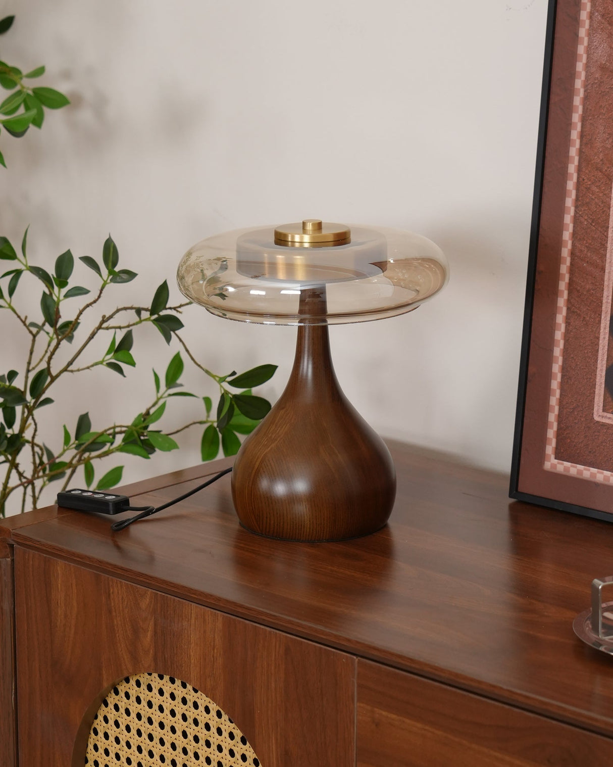Modern LED Table Lamp Walnut Wood Base With Glass Shade - Product detail 35