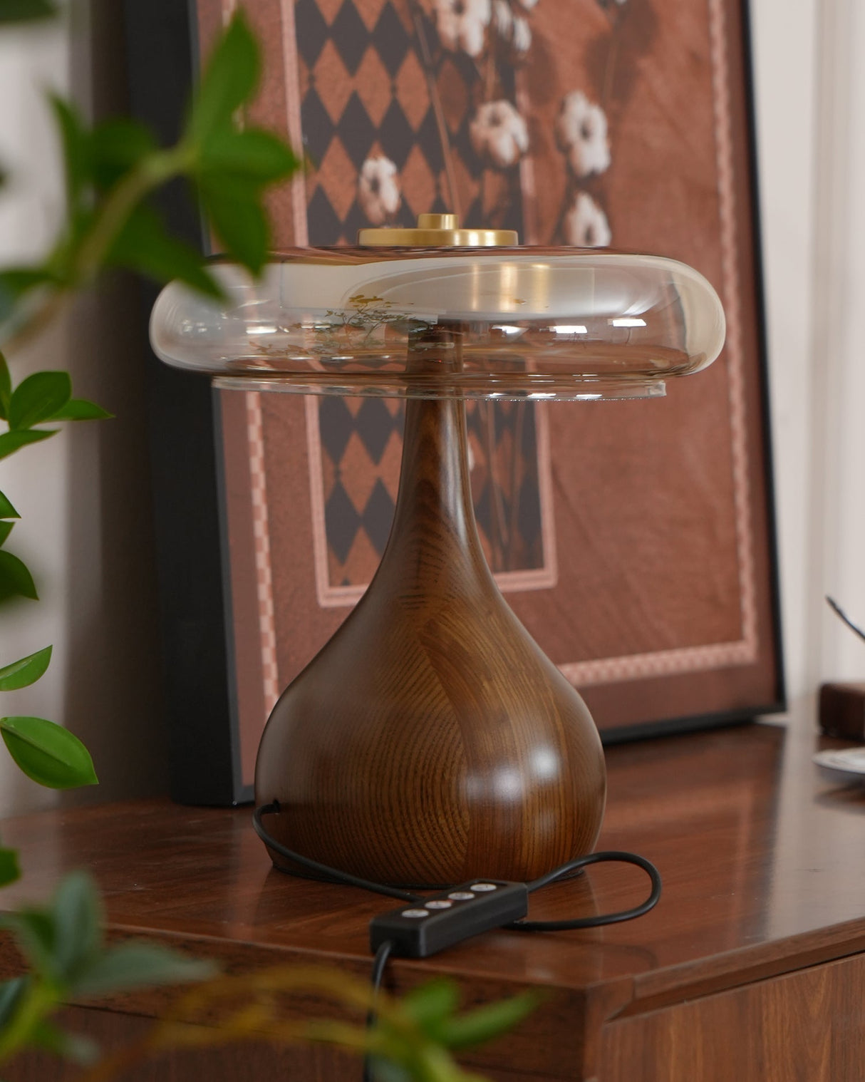 Modern LED Table Lamp Walnut Wood Base With Glass Shade - Product detail 36