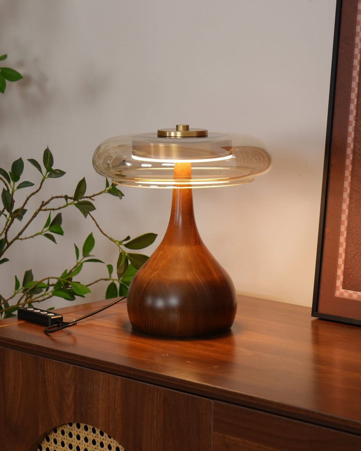 Modern LED Table Lamp Walnut Wood Base With Glass Shade - Product detail 20