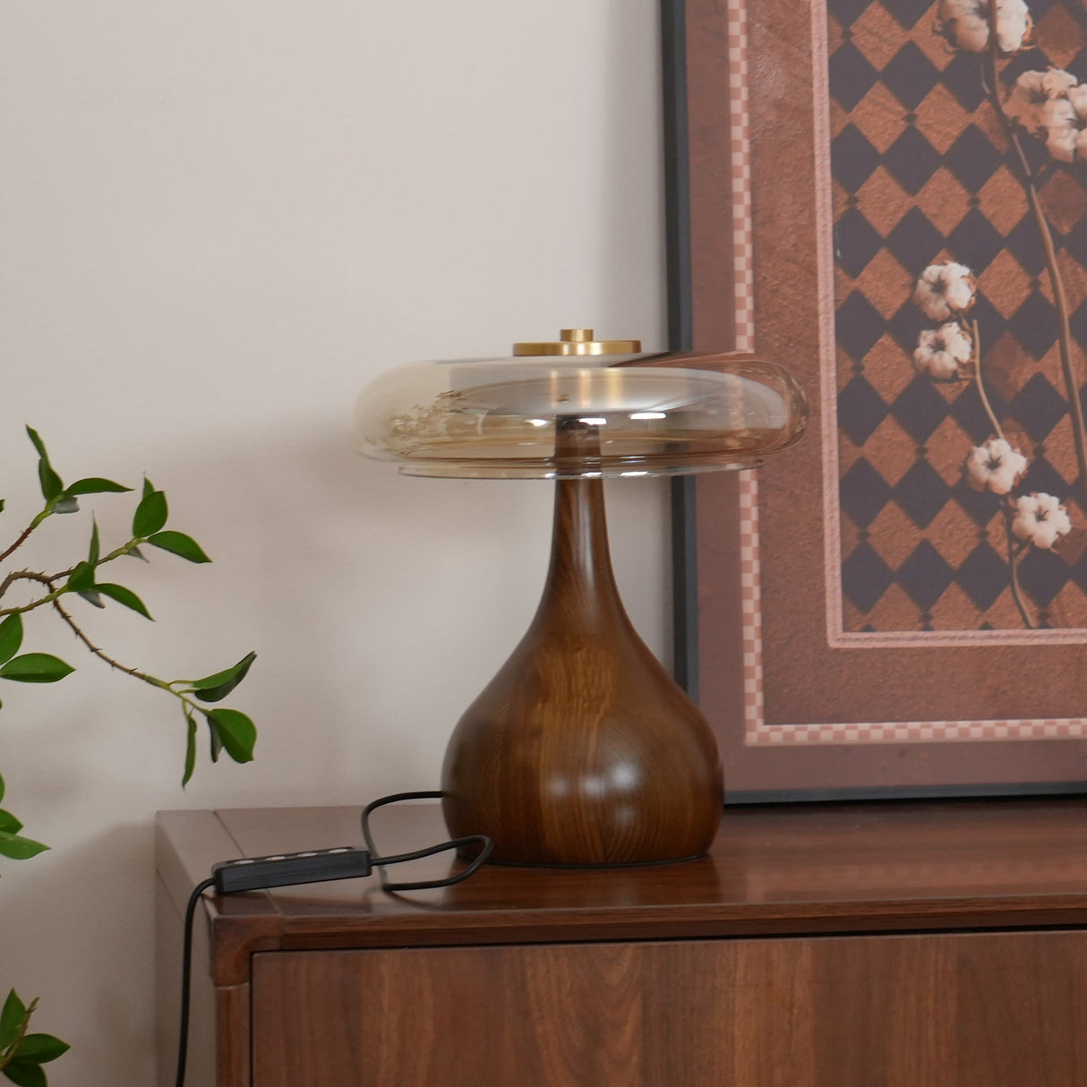 Modern LED Table Lamp Walnut Wood Base With Glass Shade - Product detail 40