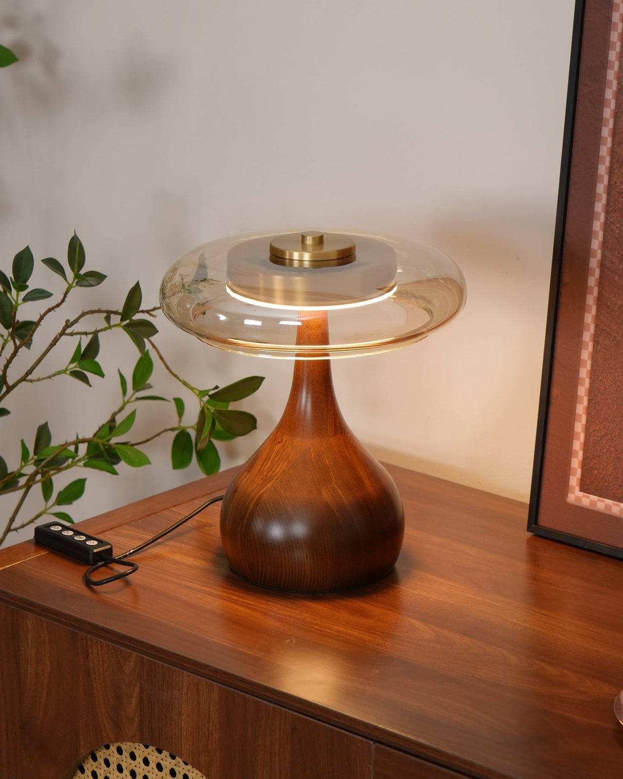 Modern LED Table Lamp Walnut Wood Base With Glass Shade - Product detail 38