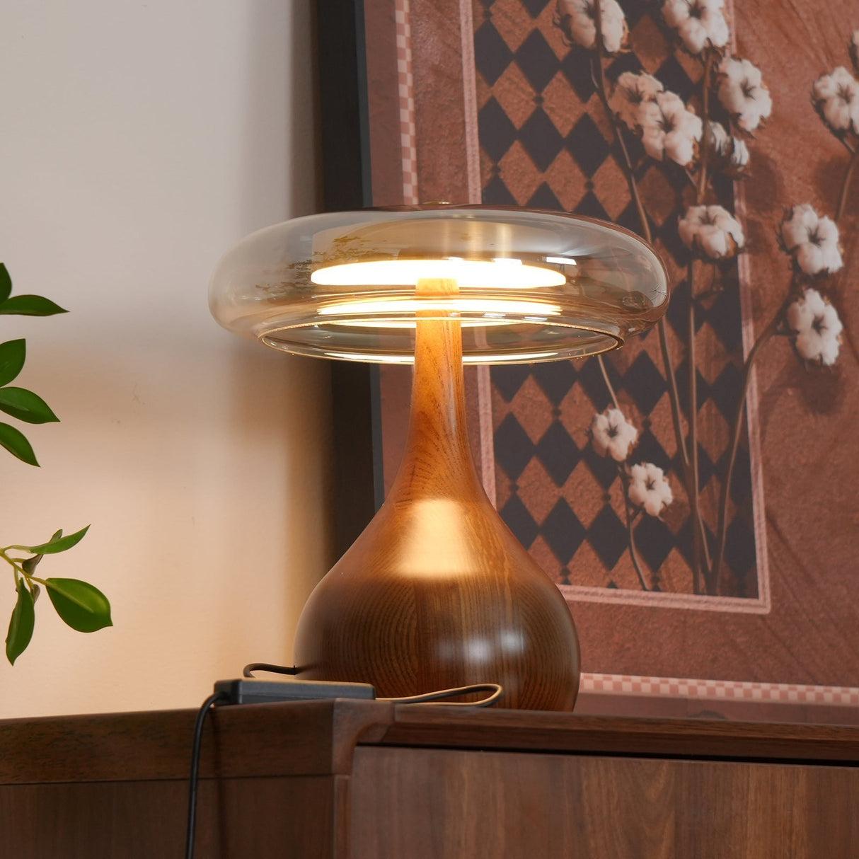 Modern LED Table Lamp Walnut Wood Base With Glass Shade - Product detail 39