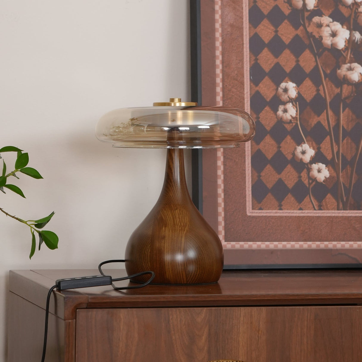 Modern LED Table Lamp Walnut Wood Base With Glass Shade - Product detail 41