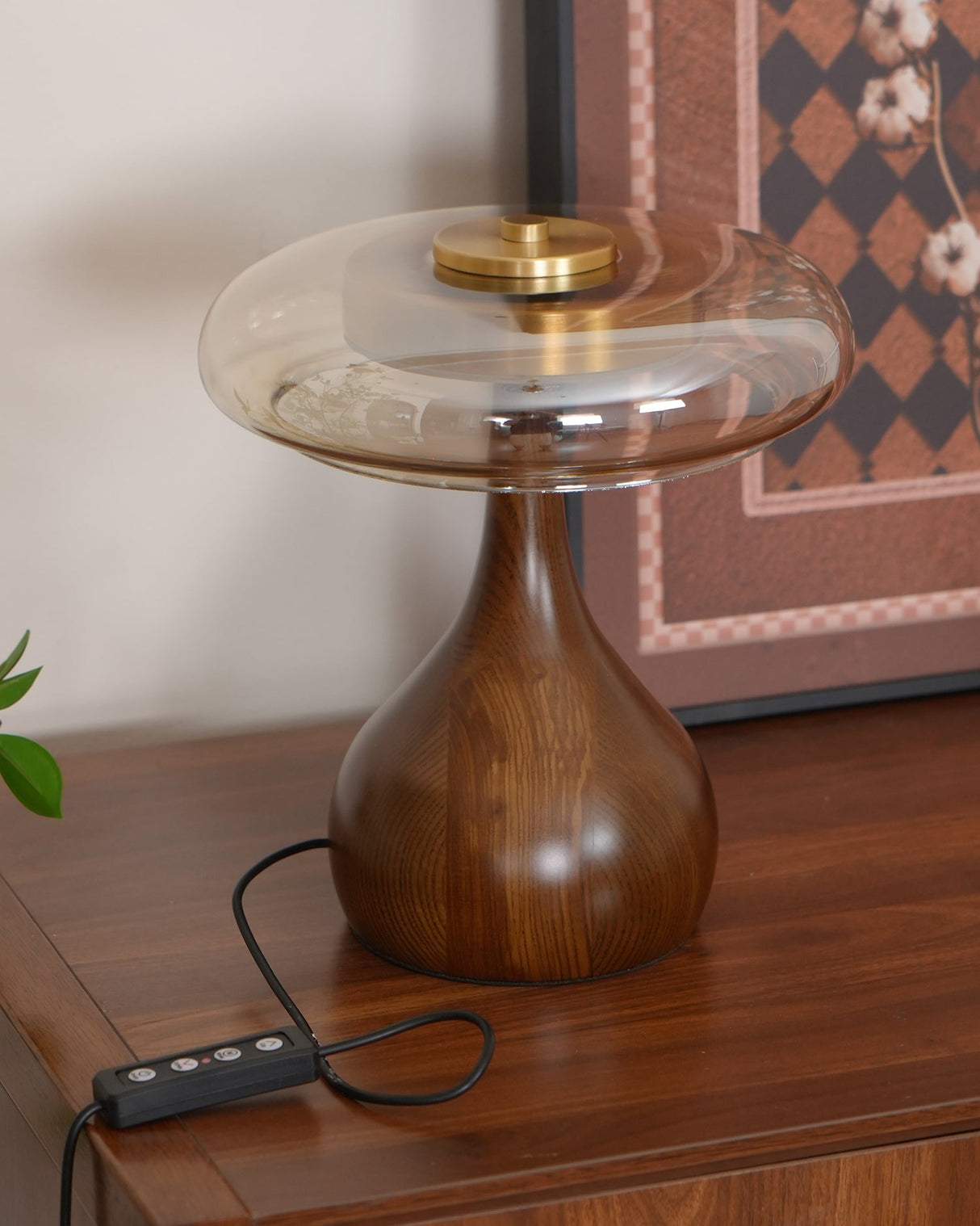 Modern LED Table Lamp Walnut Wood Base With Glass Shade - Product detail 42