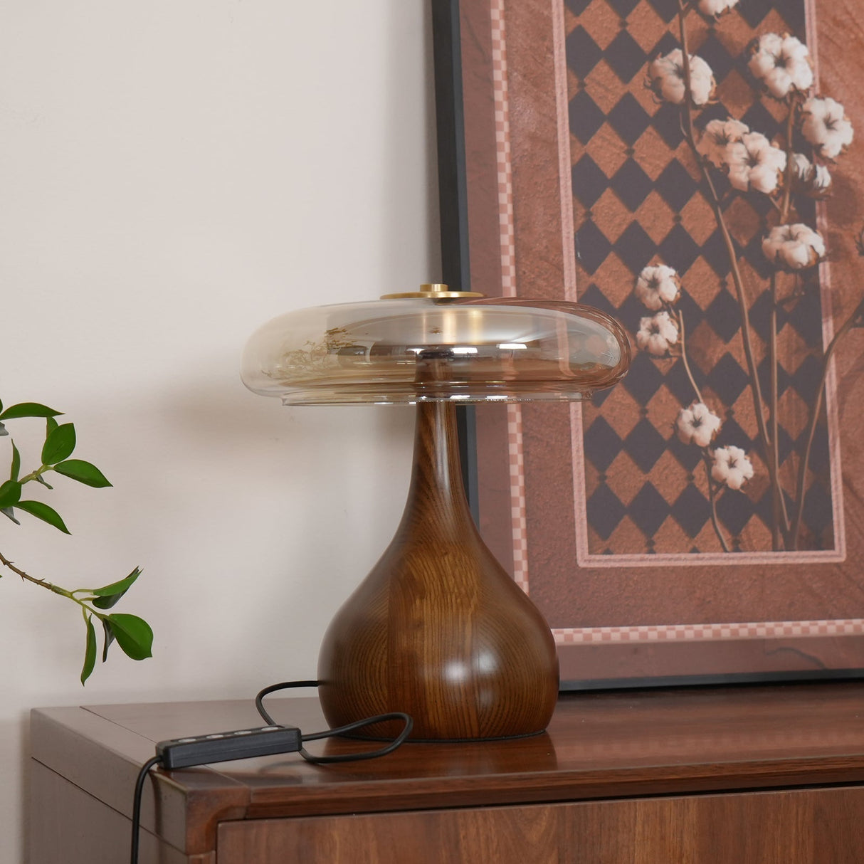 Modern LED Table Lamp Walnut Wood Base With Glass Shade - Product detail 19