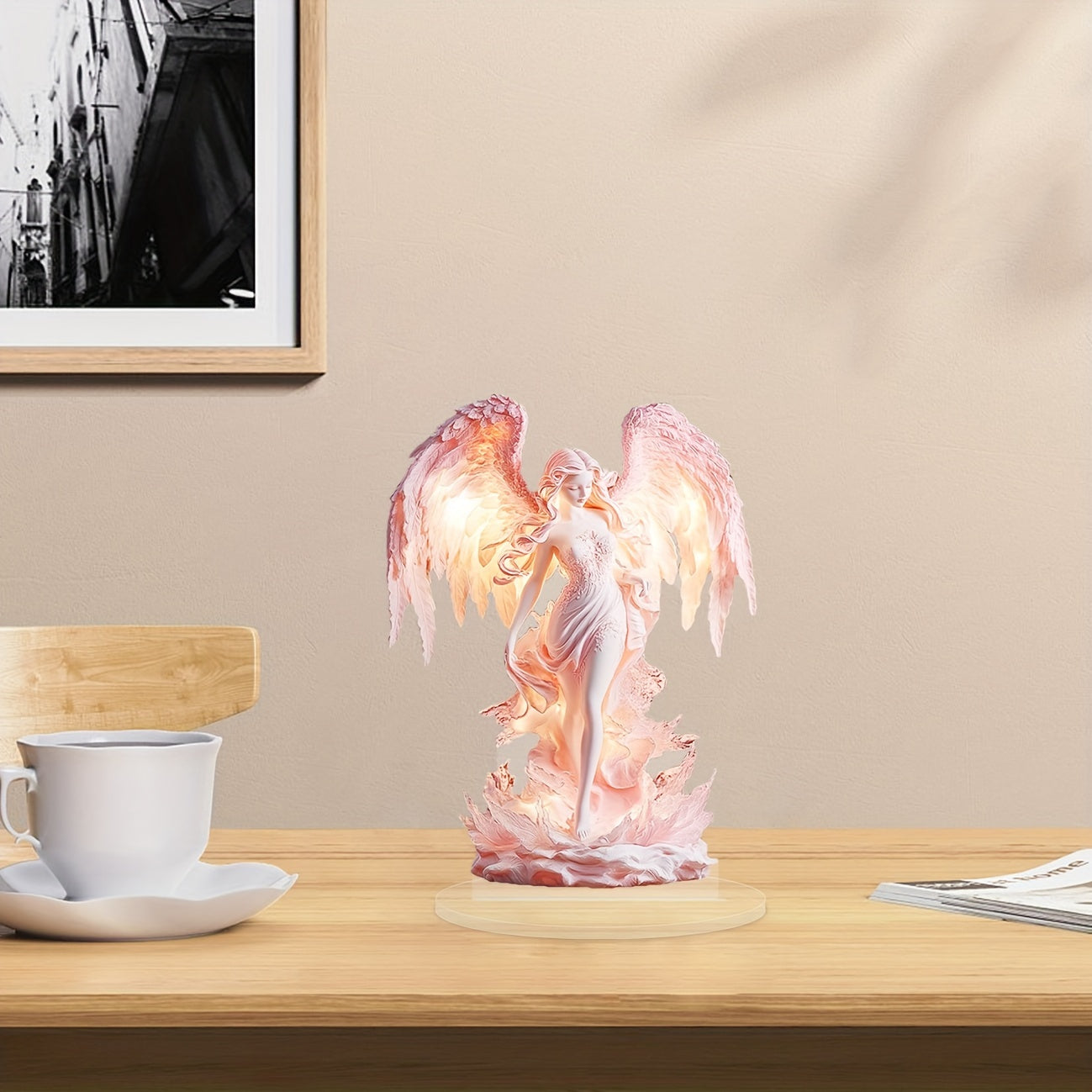 Angel Table Lamp  Winged Figure Art Deco Design - Product example