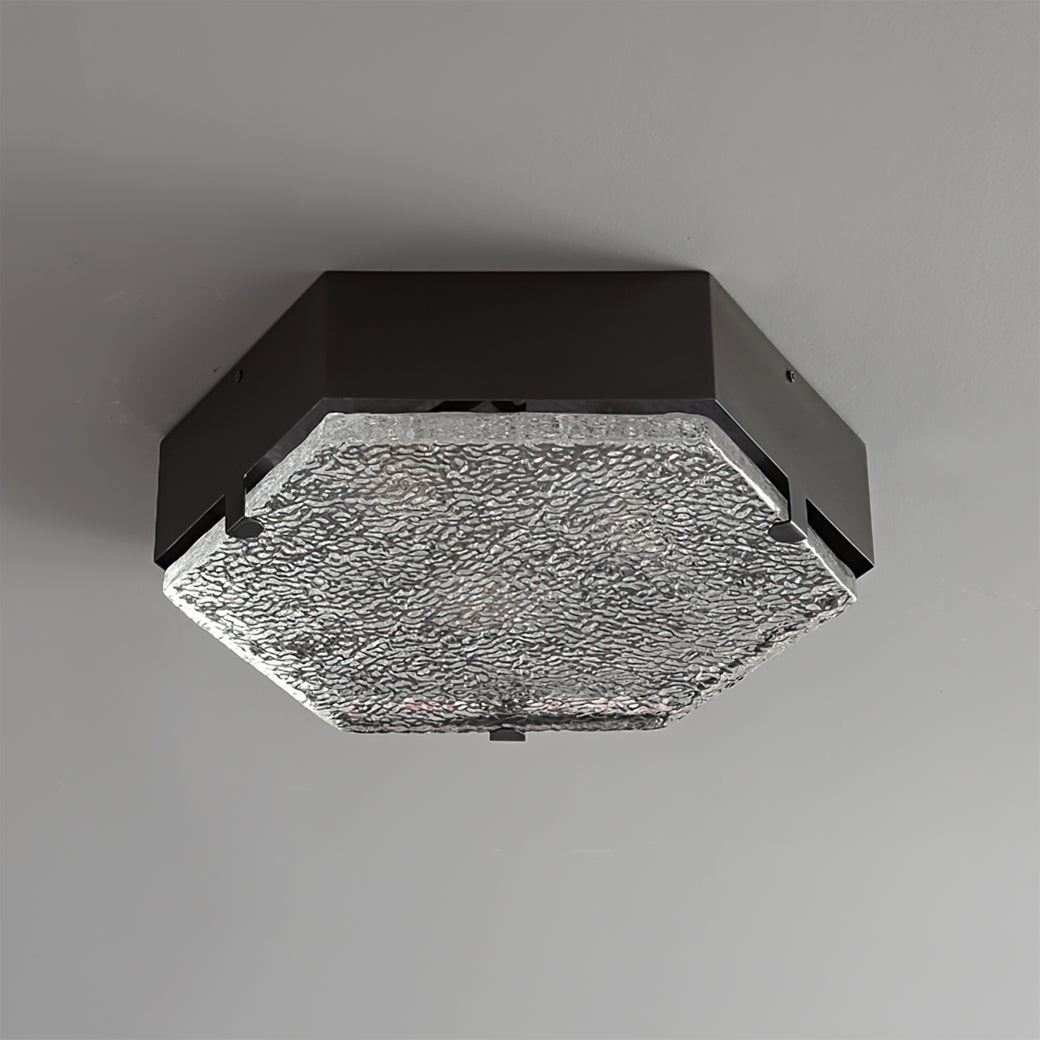 Hexagonal Ceiling Light Black Metal Glass Shade - Product detail 11