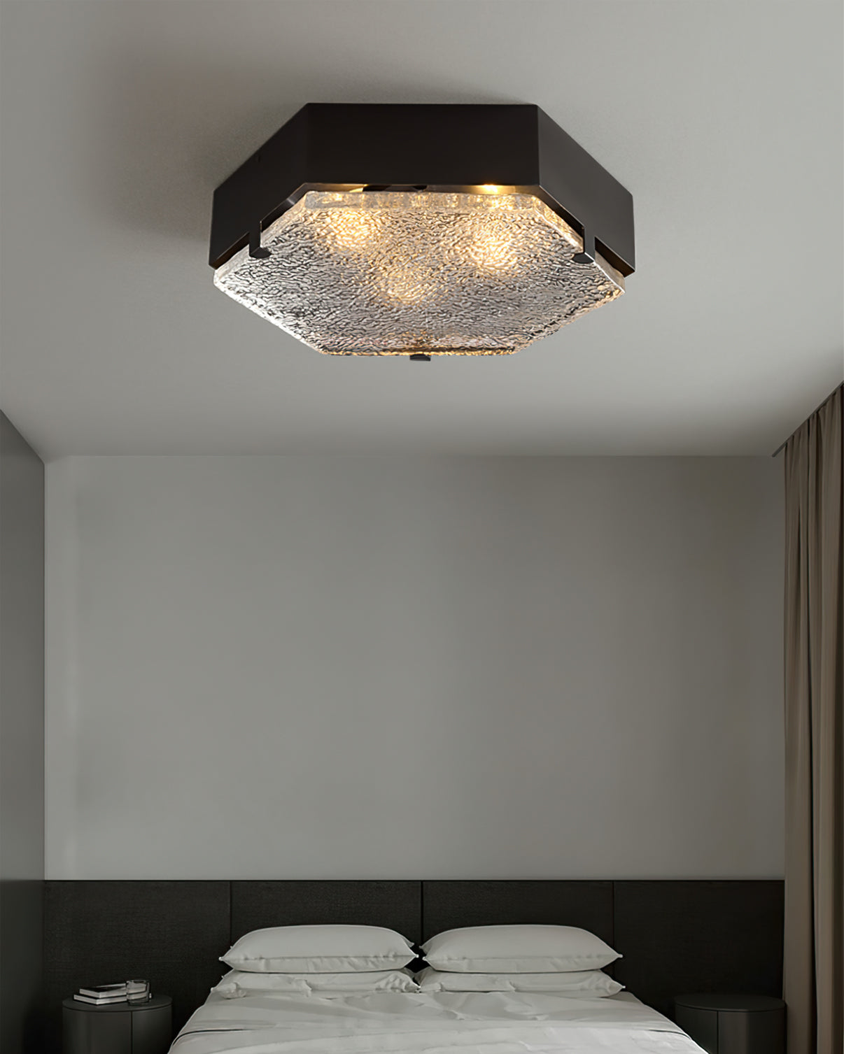 Hexagonal Ceiling Light Black Metal Glass Shade - Product detail 8