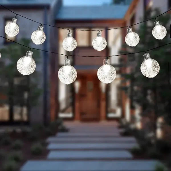 Solar String Lights  Crystal Globe LED Outdoor Garland - Detailed view