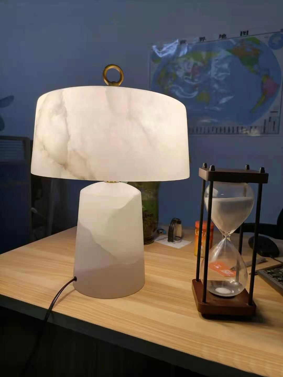 Alabaster Table Lamp Vintage Brass Accents - Product detail 16