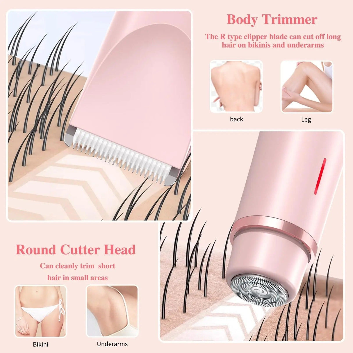 Electric Bikini Trimmer Dual Head Waterproof Rechargeable Shaver - Product detail 4