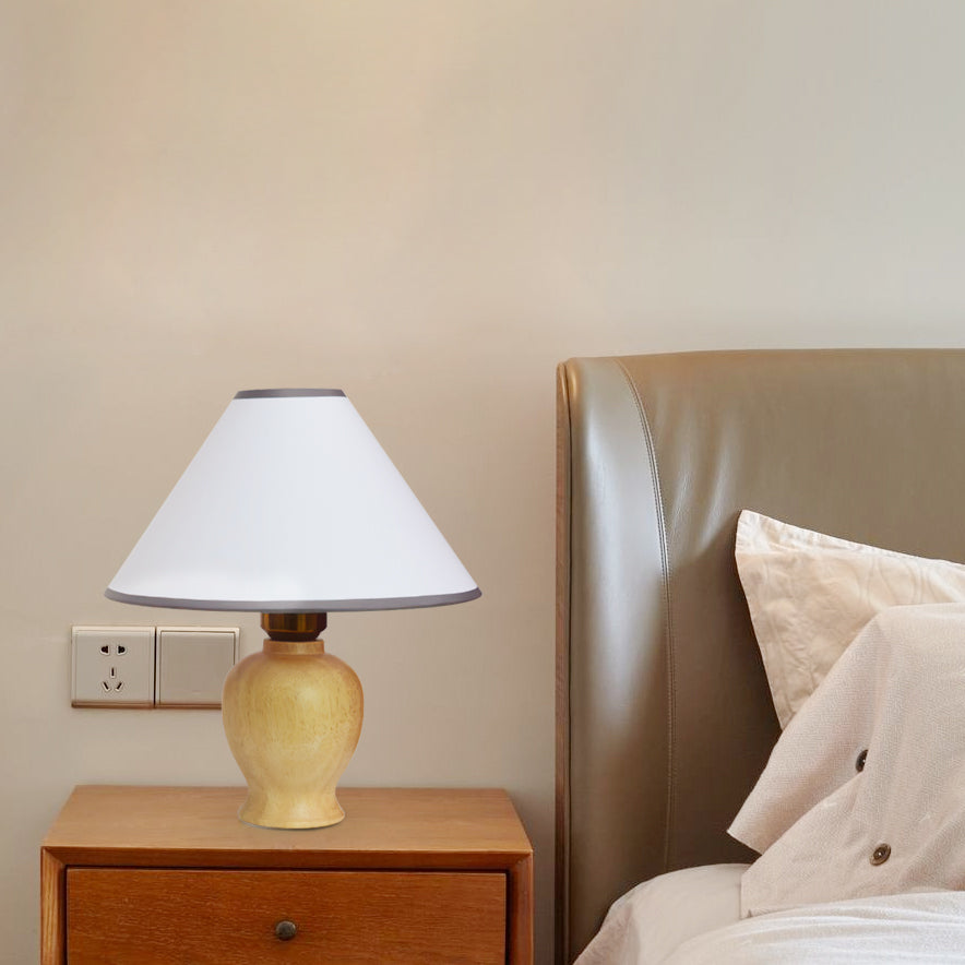 Classic Table Lamp Natural Wood Base White Shade - Product detail 10