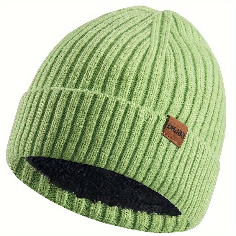 Winter Knit Accessories Set Hat Scarf Gloves with Leather Details - Product detail 9