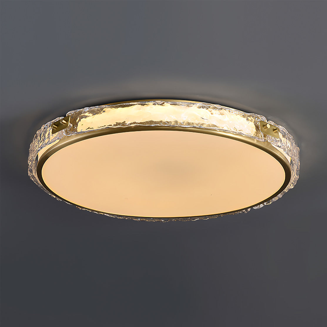 Modern LED Ceiling Light Glass Ring with Gold Finish - Detailed view