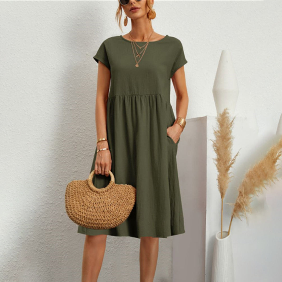 Cotton Summer Midi Dress Relaxed Fit With Pockets - Product detail 17