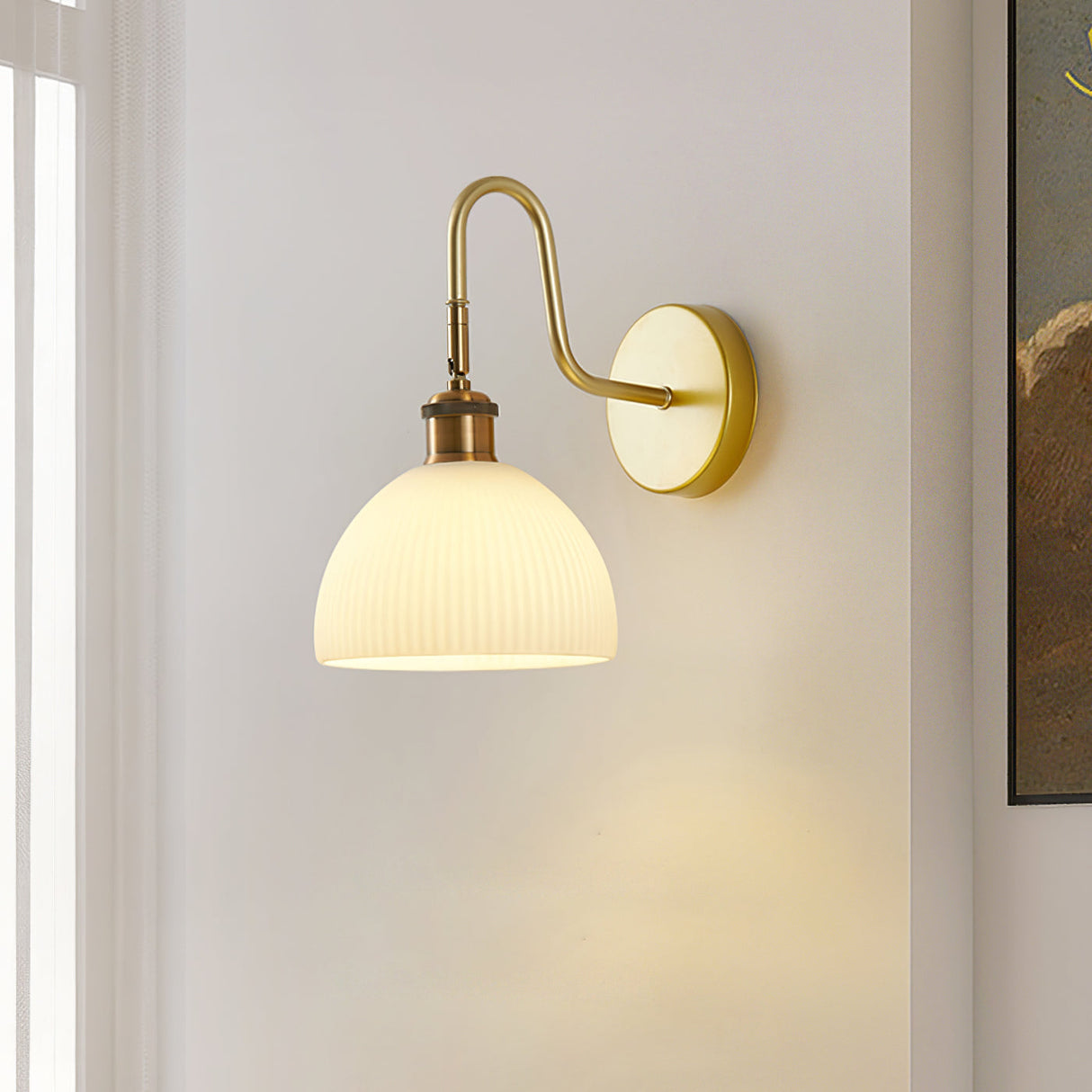 Modern Wall Sconce Brass Finish With Glass Shade - Product detail 16