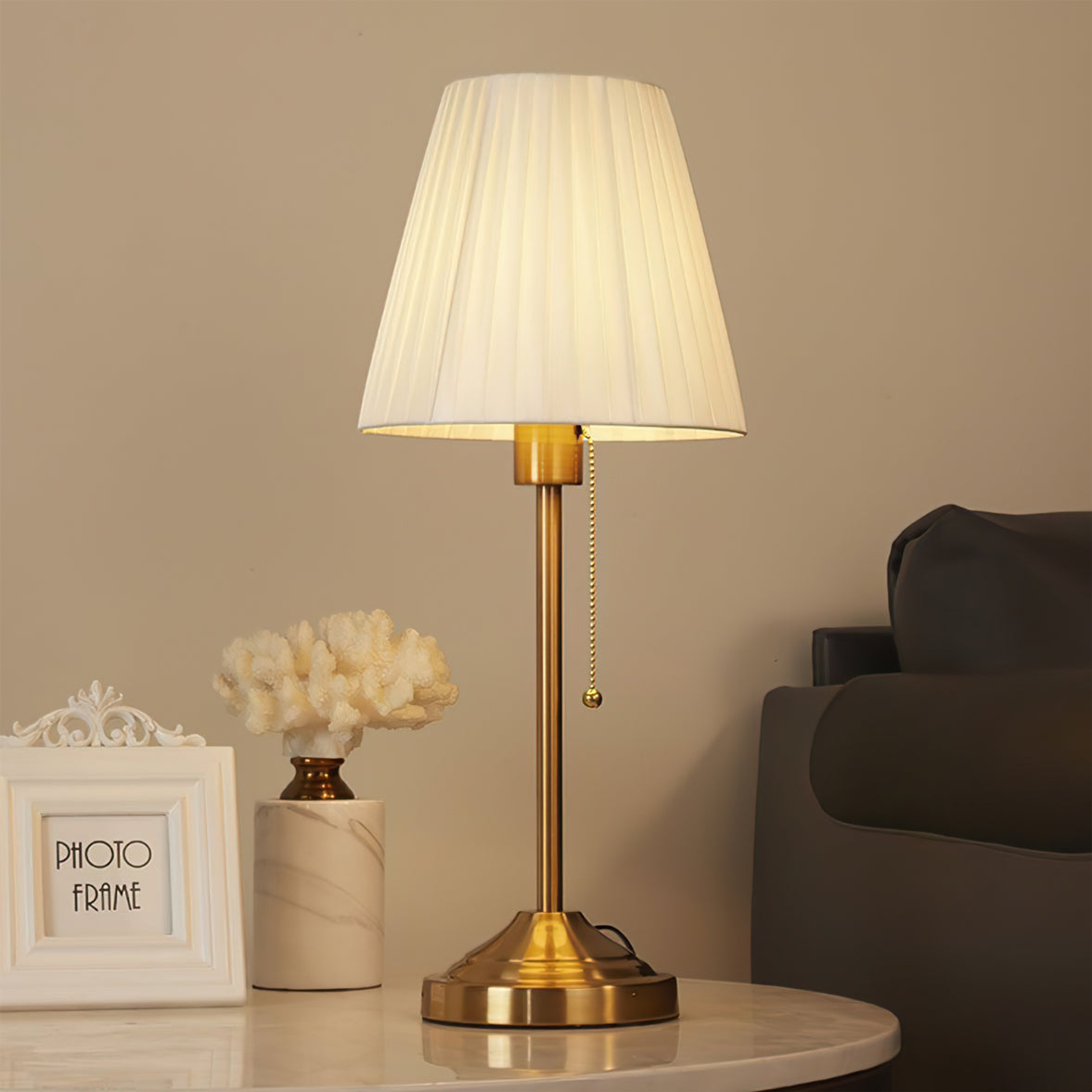 Modern Table Lamp Brushed Metal Base With Pleated Shade - Product detail 6