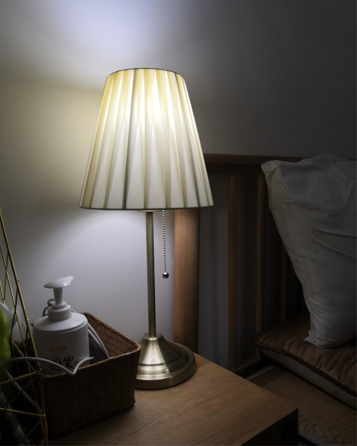 Modern Table Lamp Brushed Metal Base With Pleated Shade - Product detail 10