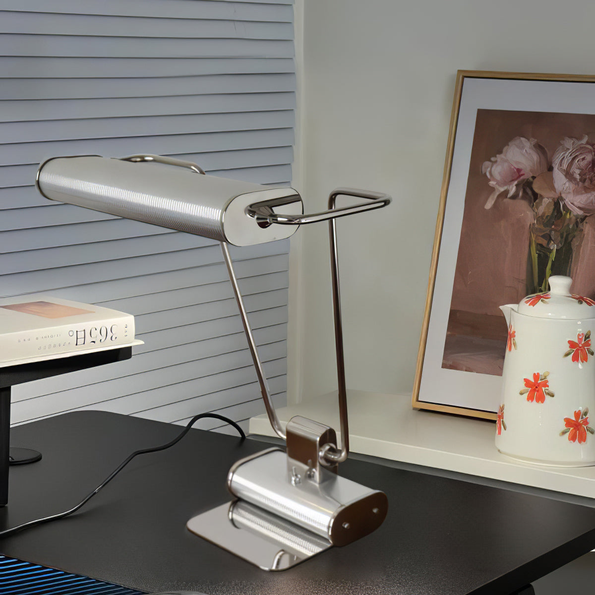 Art Deco LED Table Lamp Chrome Open Screen Design - Product example