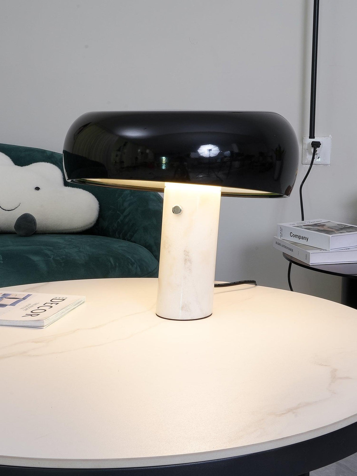 Modern Marble Table Lamp Carrara Base Black Dome Shade - Product detail 35
