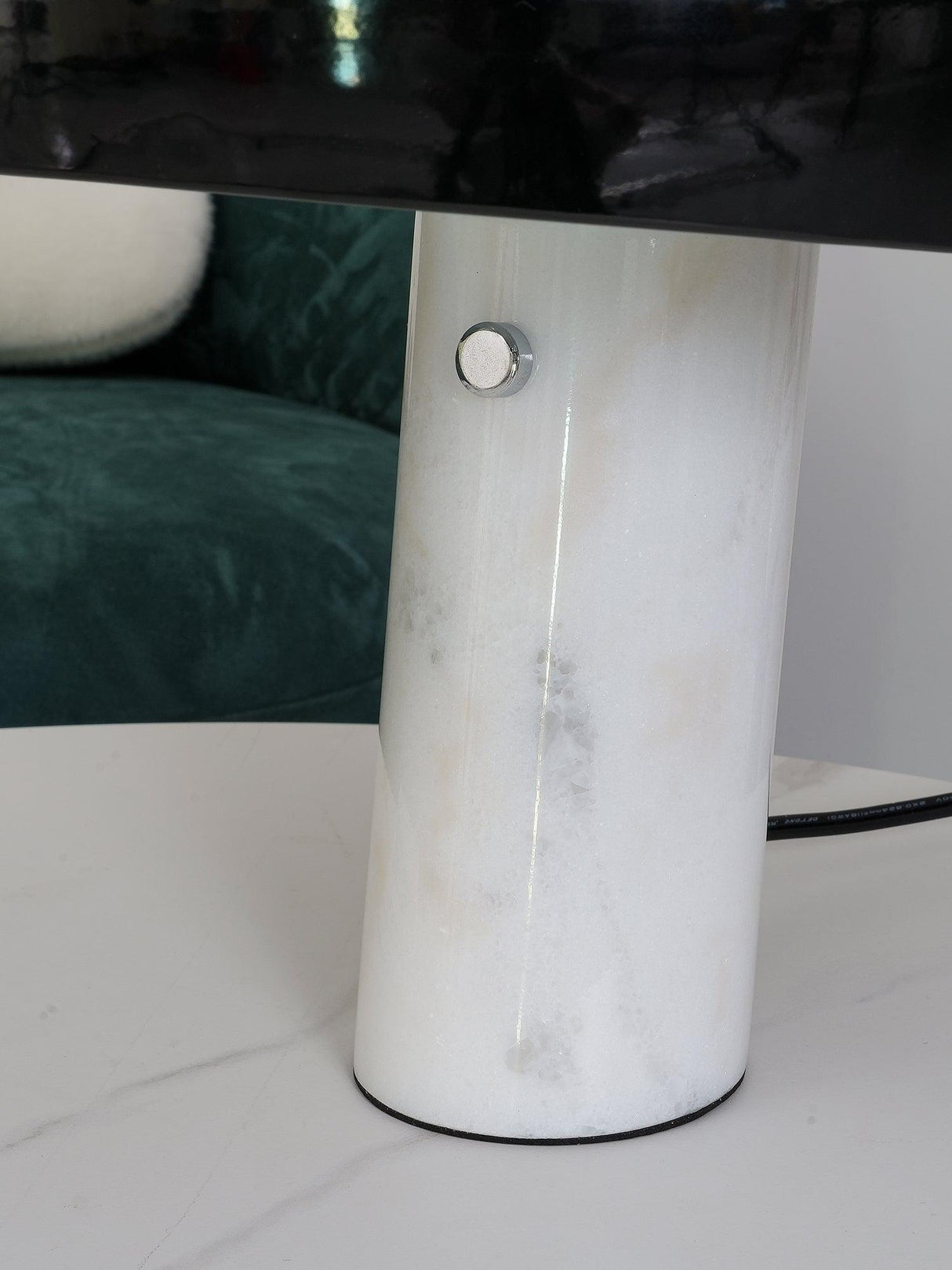 Modern Marble Table Lamp Carrara Base Black Dome Shade - Product detail 94
