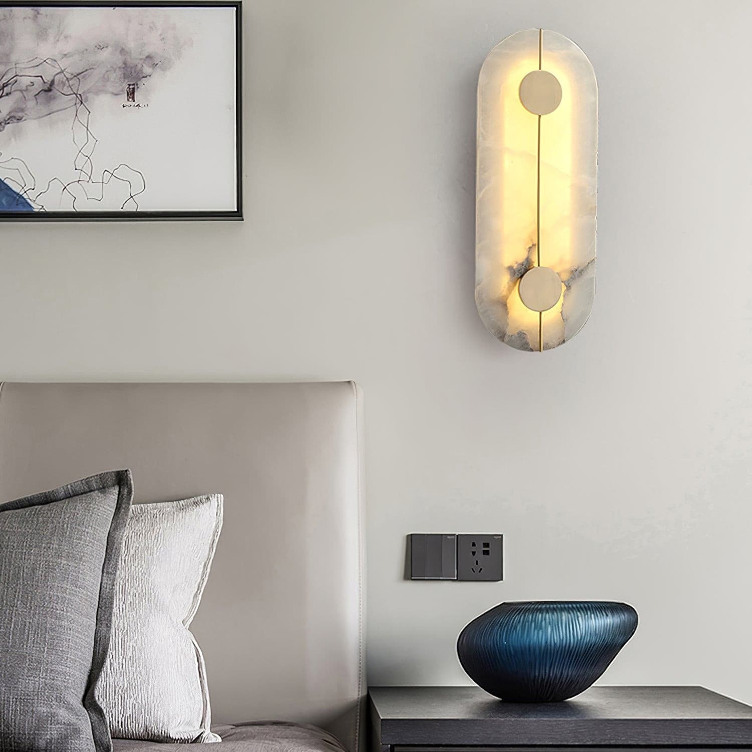 Art Deco Wall Lamp  Refined Stone  Gold Circle Design - Product detail 7