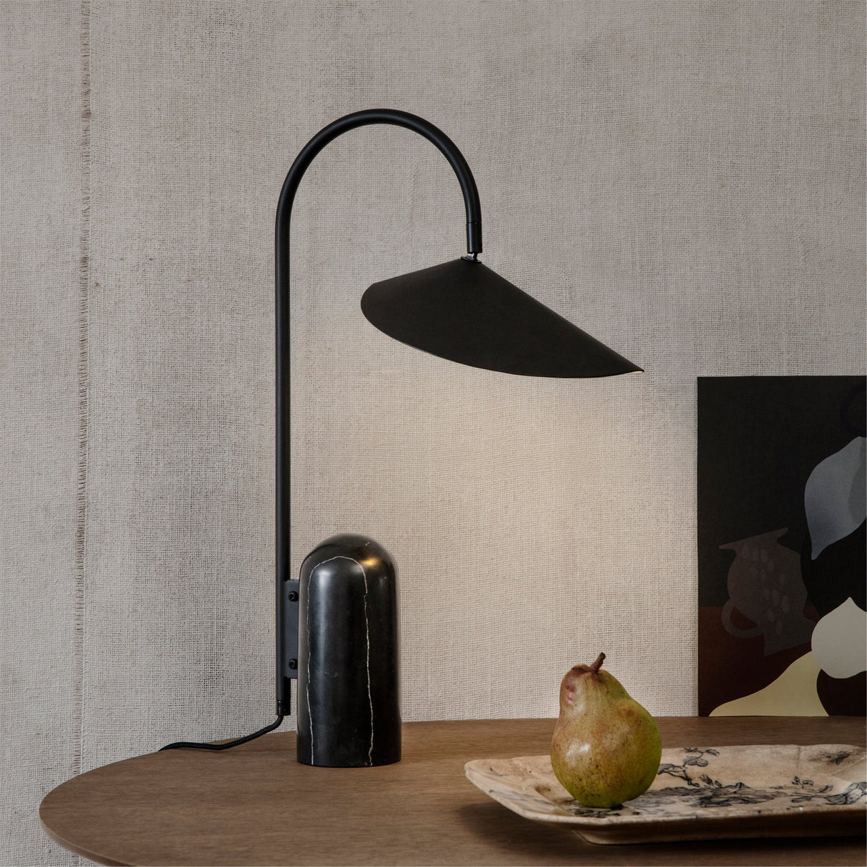 Modern Table Lamp Black Marble Base with Curved Shade - Product detail 16
