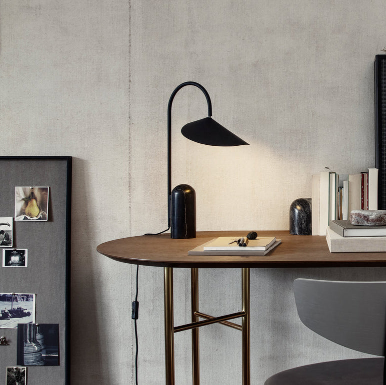 Modern Table Lamp Black Marble Base with Curved Shade - Product detail 17