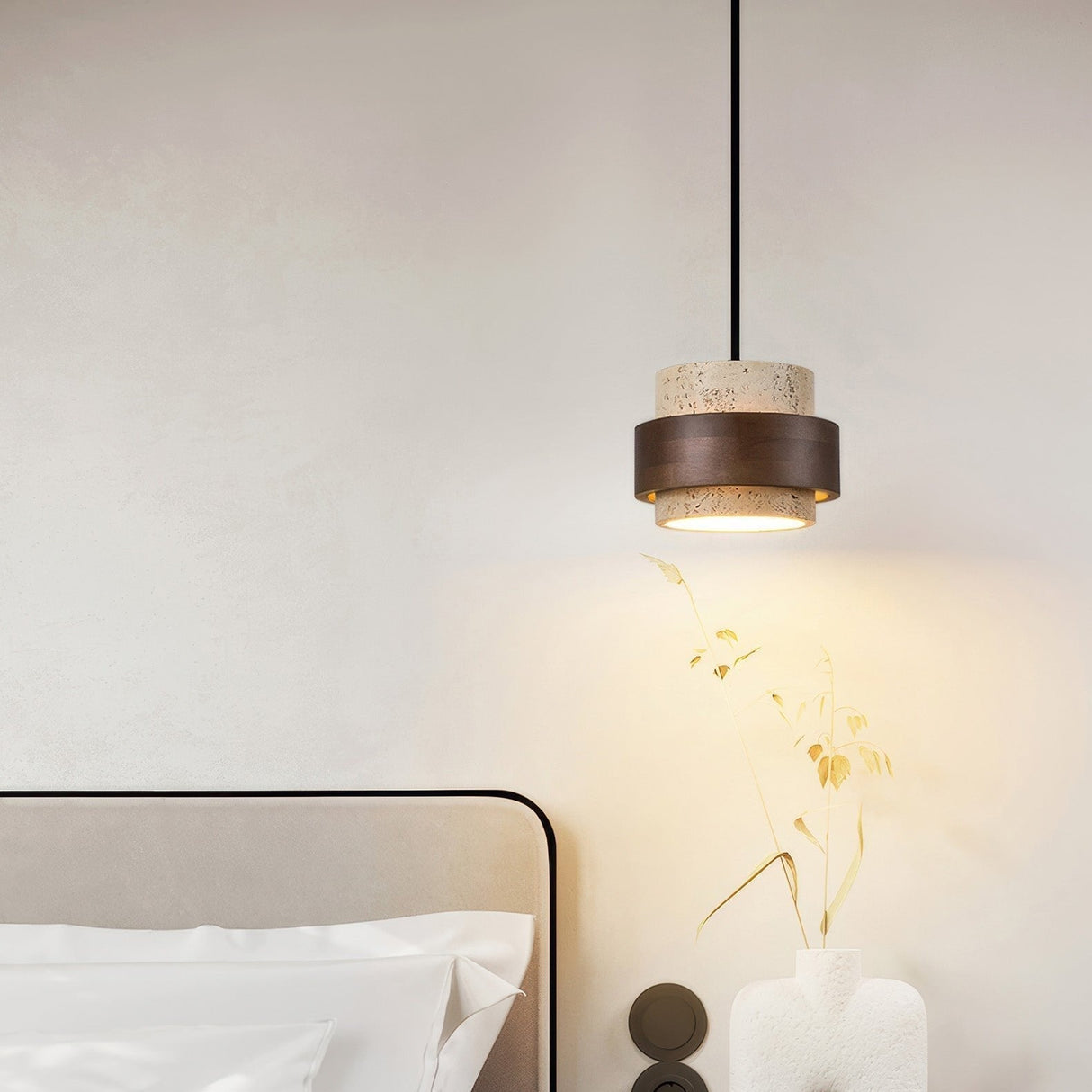 Modern Pendant Light Travertine Wood Layered Design - Product detail 6
