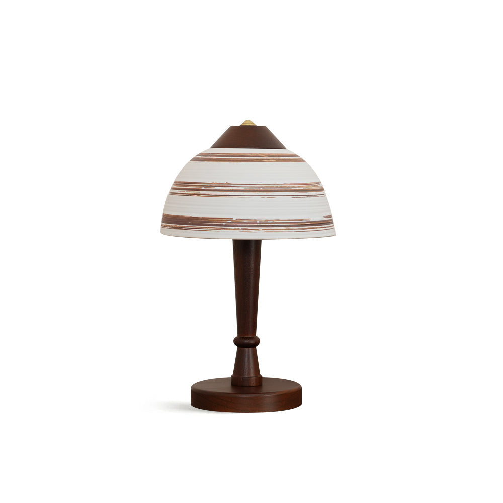Modern LED Table Lamp Walnut Wood Base with Striped Shade - Product detail 15