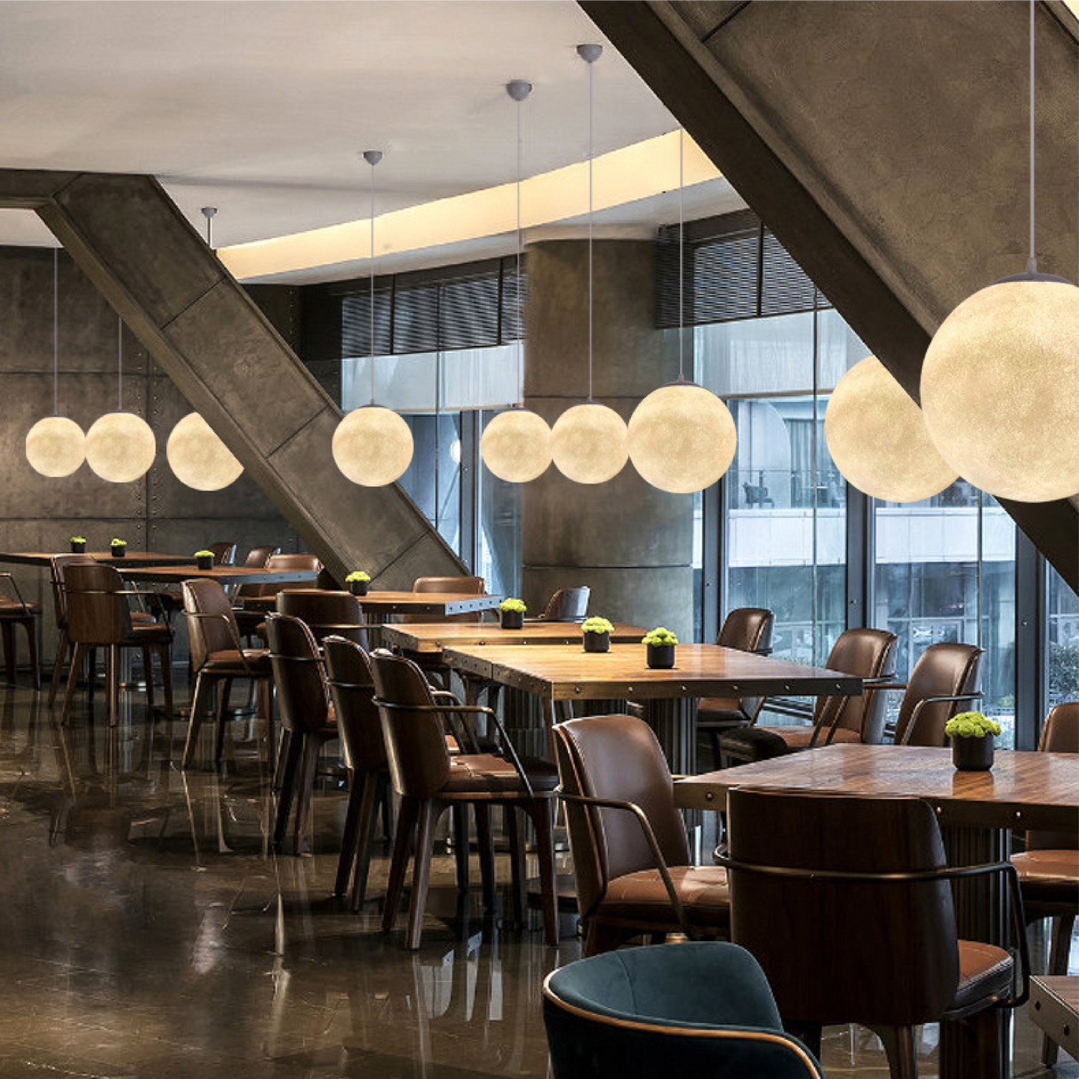 Moon Pendant Light Lunar Pattern Hanging Globe - Product example