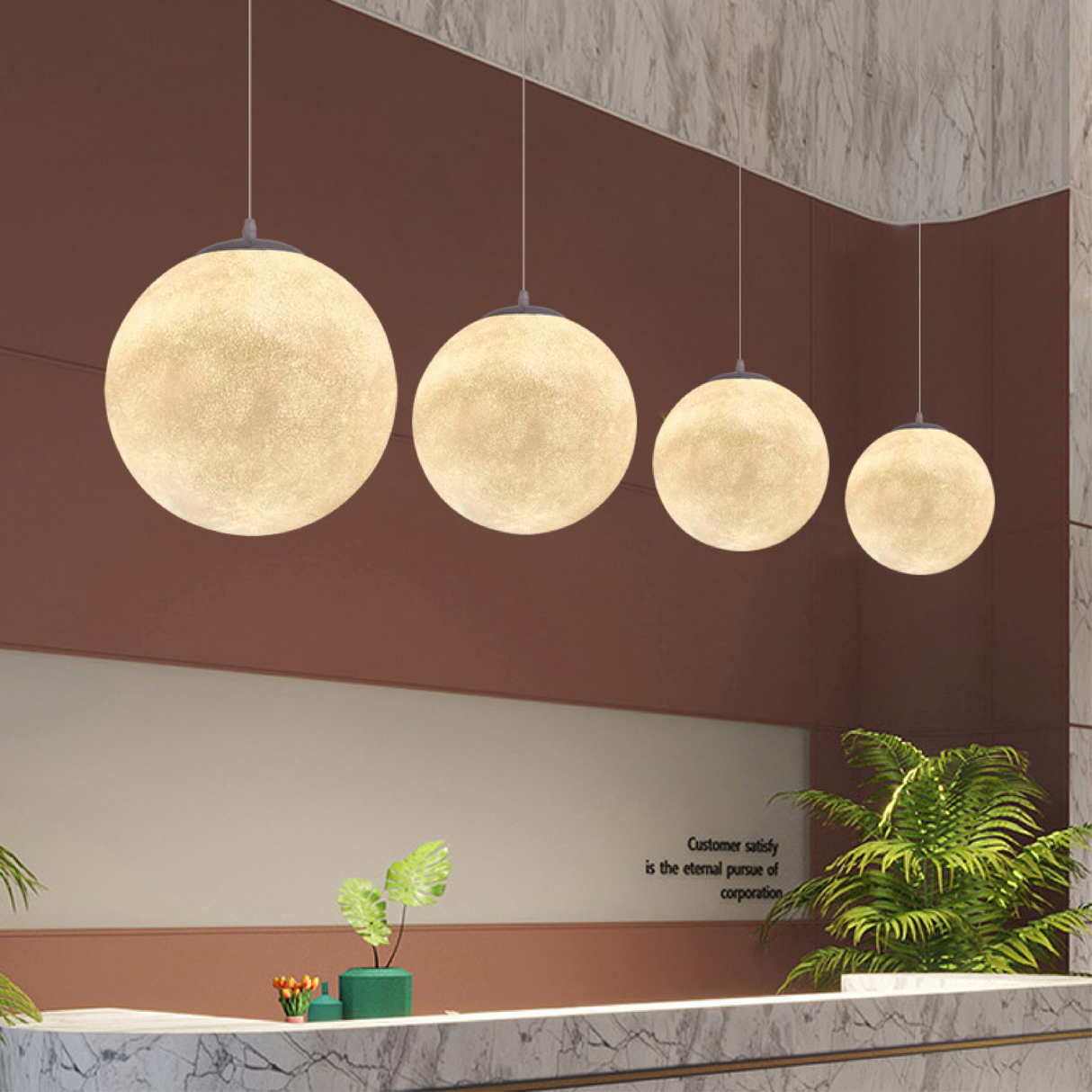 Moon Pendant Light Lunar Pattern Hanging Globe - Product detail 4