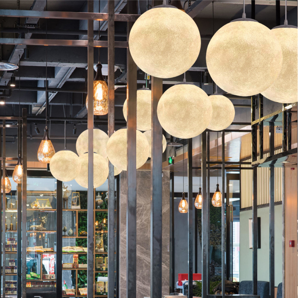 Moon Pendant Light Lunar Pattern Hanging Globe - Product detail 7