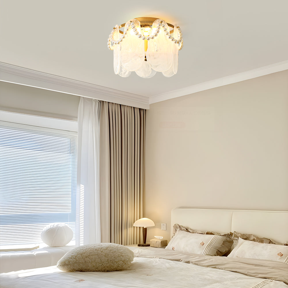 Pearl Ceiling Light Golden Frame With Glass Panels - Product detail 6