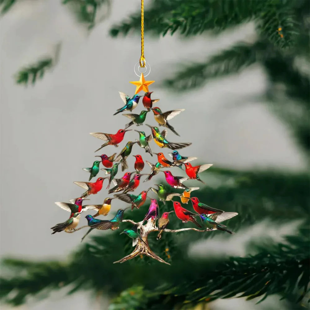 Hummingbird Christmas Tree Ornament Colorful Bird Holiday Decoration - Product example