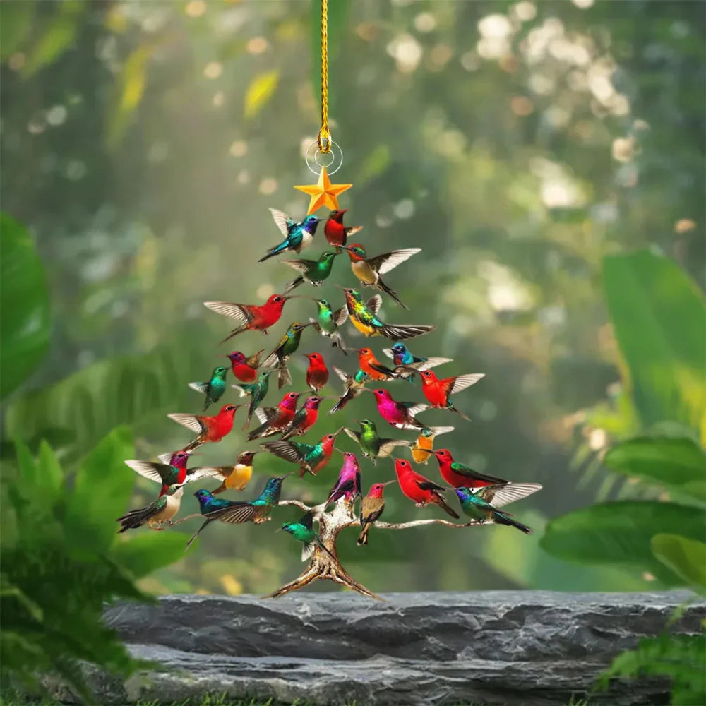 Hummingbird Christmas Tree Ornament Colorful Bird Holiday Decoration - Product detail 5