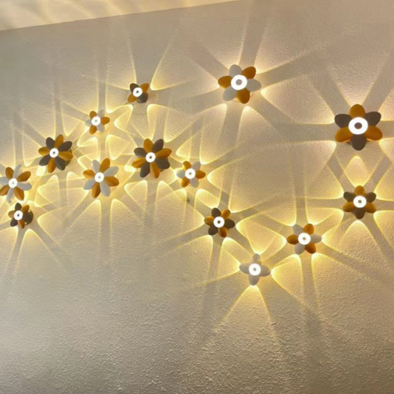 Modern LED Wall Light  Gold White Flower Design - Detailed view