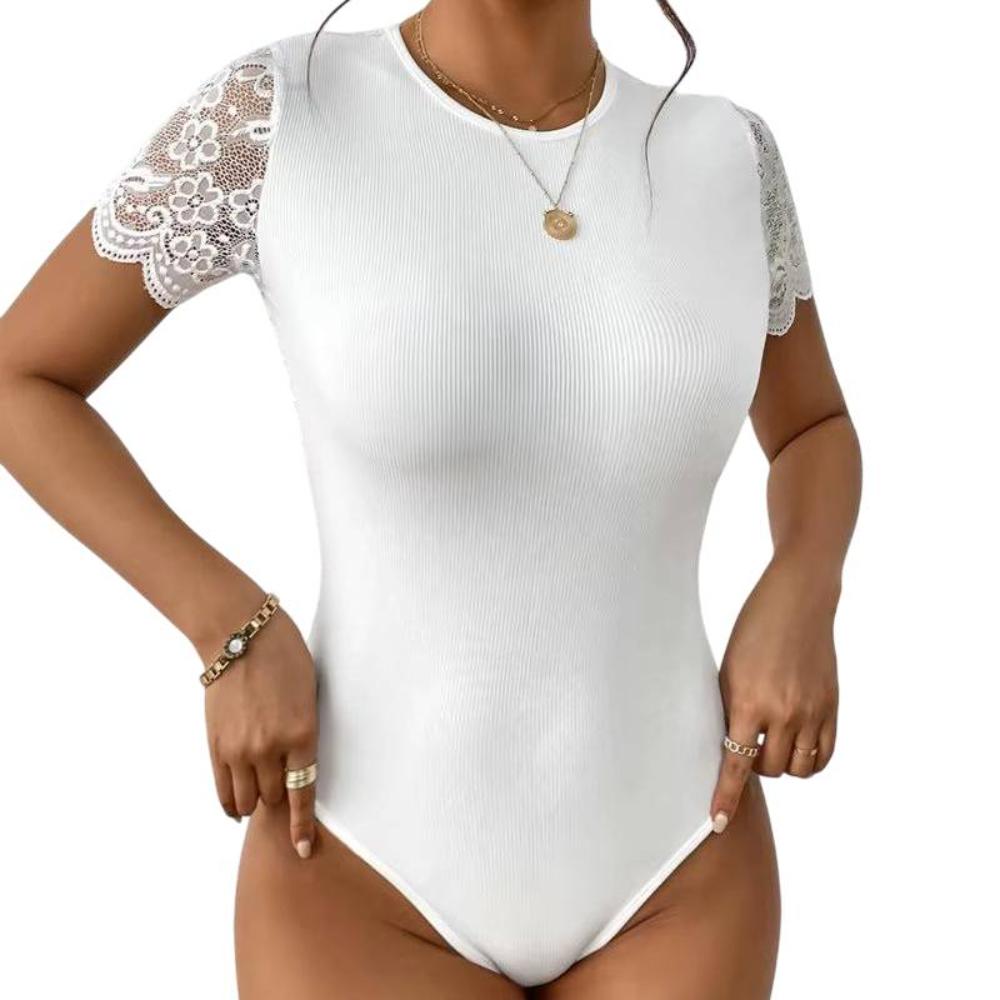 Elegant Lace Bodysuit Short Sleeve Backless Design - Product detail 8