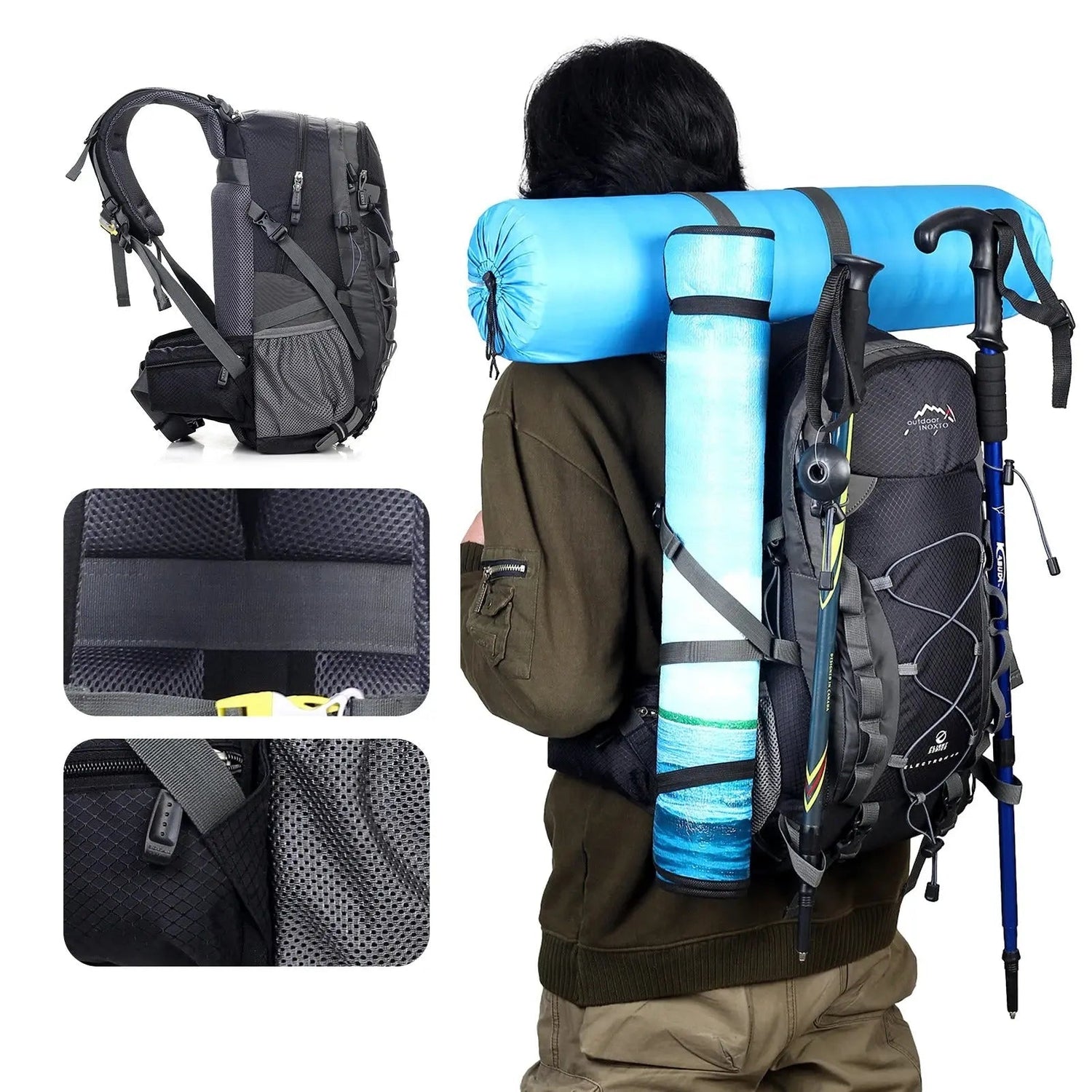 Outdoor Hiking Backpack  40L Waterproof Storage With Ergonomic Design - Product showcase