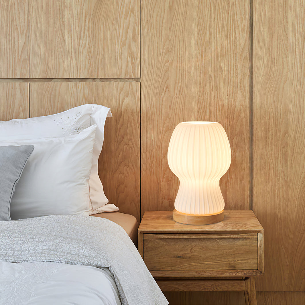 Modern Glass Table Lamp Folded Shade With Wood Base - Product detail 6