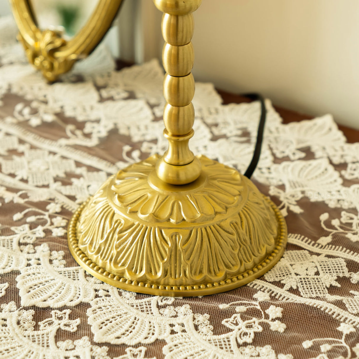 Bamboo Pattern Table Lamp Green Glass Brass Finish - Product detail 6