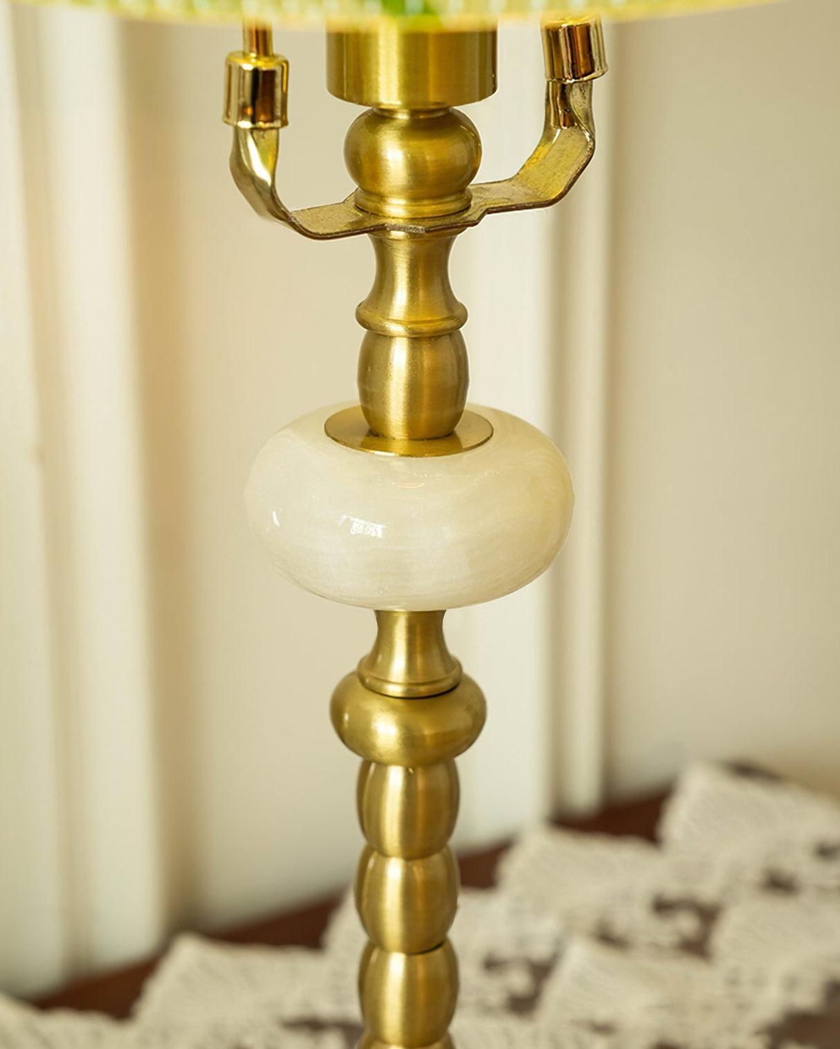 Bamboo Pattern Table Lamp Green Glass Brass Finish - Product detail 5