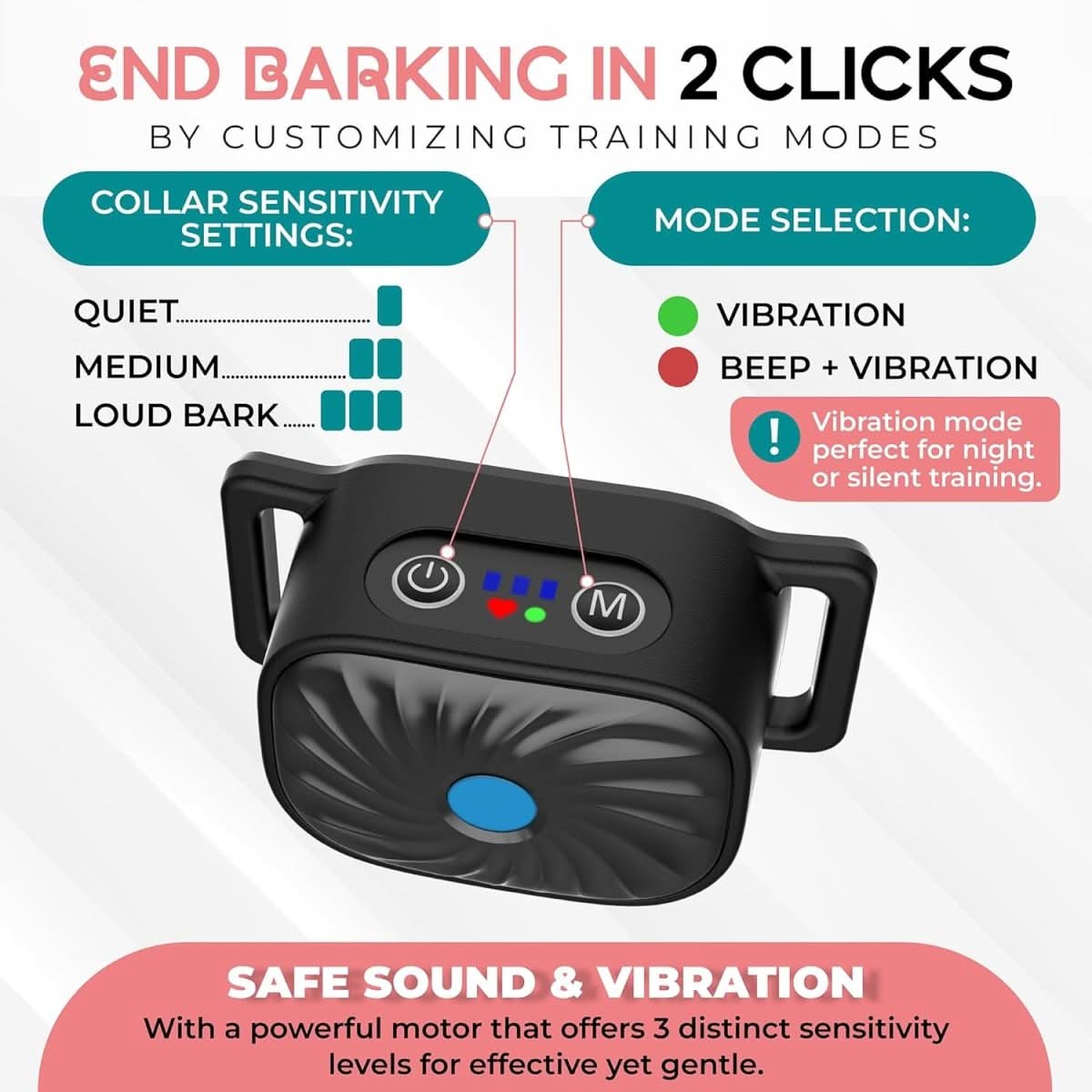 Anti Bark Collar Small Dogs Gentle Sound Vibration Training - Product detail 6