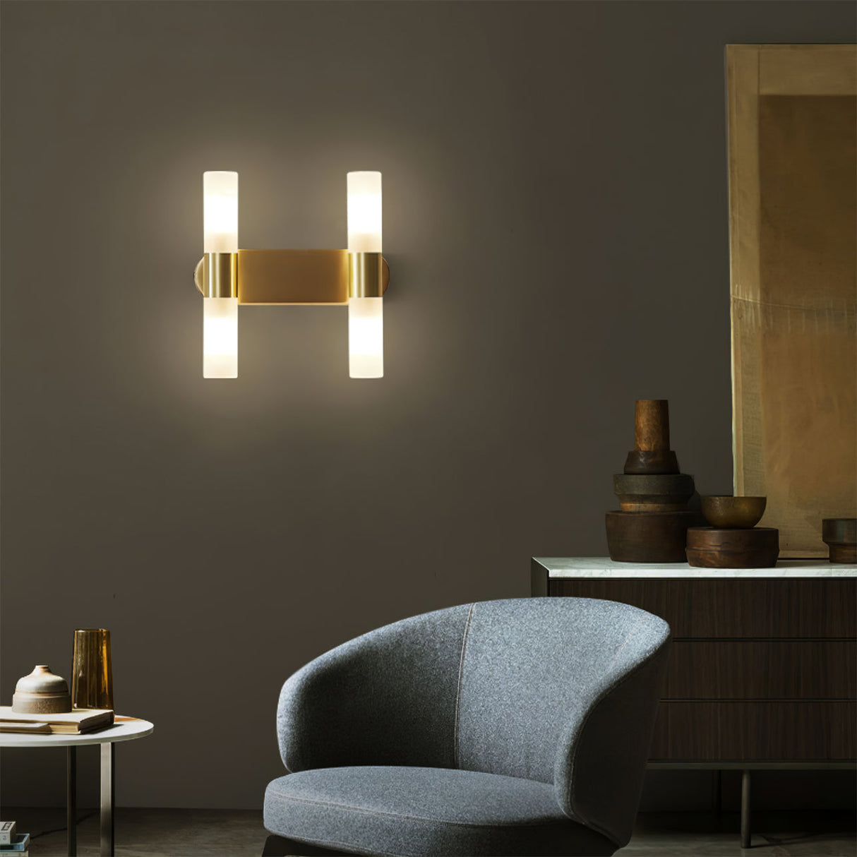Modern Wall Sconce Dual Cylinder Gold Finish - Product detail 14
