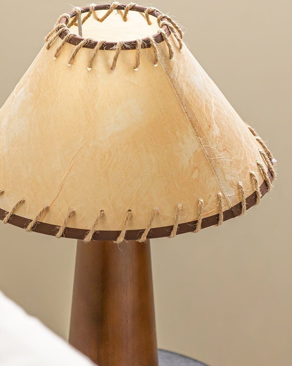 Mid-Century Table Lamp Solid Wood Base With Stitched Shade - Product detail 5