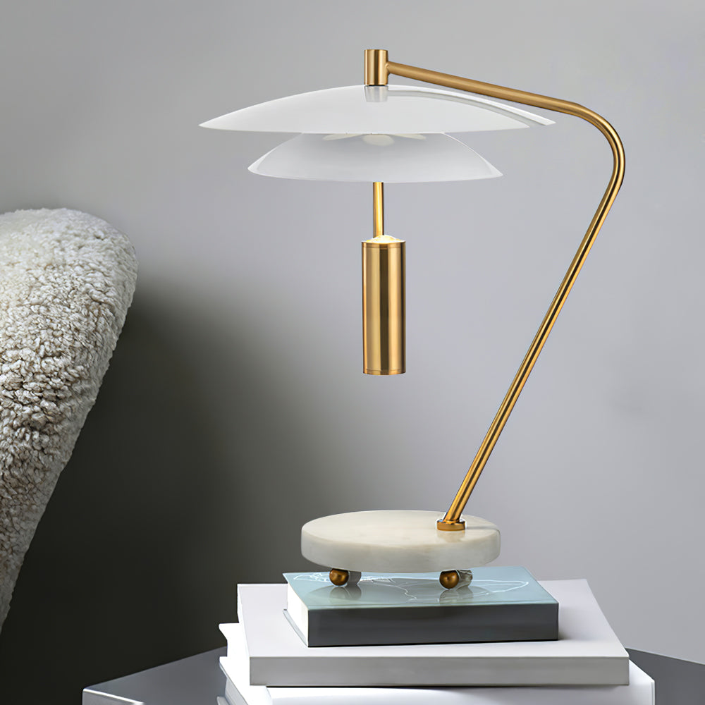 Modern Table Lamp White Aluminum and Marble Base - Product detail 15