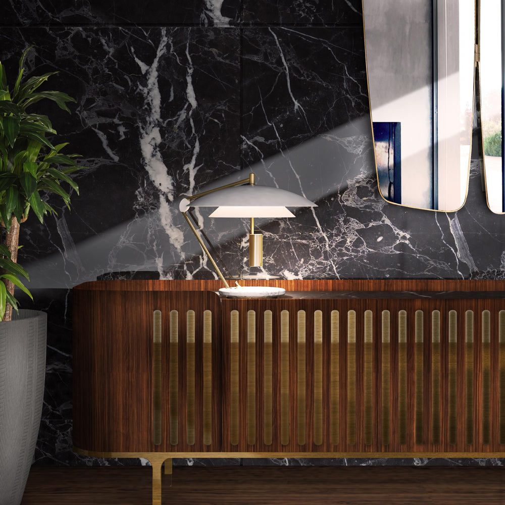 Modern Table Lamp White Aluminum and Marble Base - Product detail 6