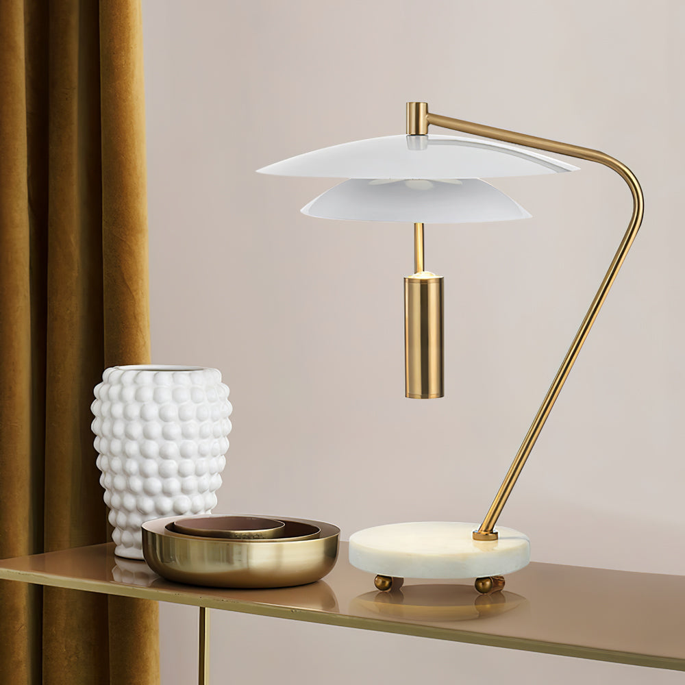 Modern Table Lamp White Aluminum and Marble Base - Product detail 4