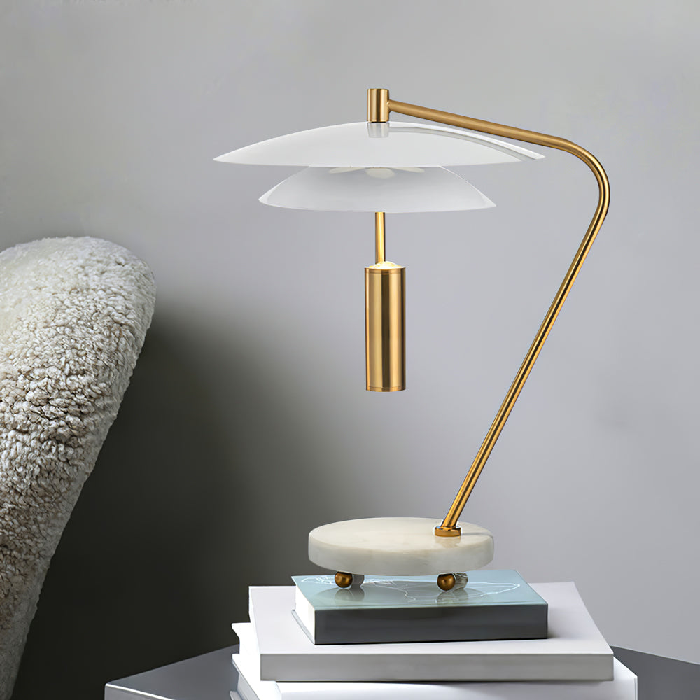 Modern Table Lamp White Aluminum and Marble Base - Product detail 12