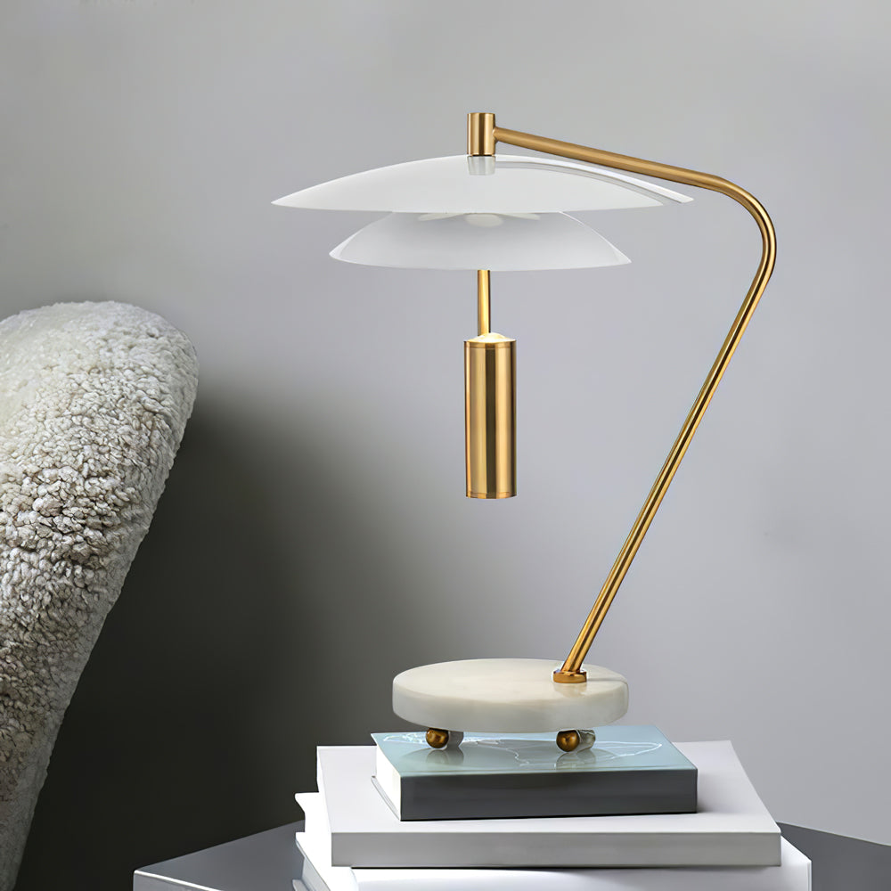 Modern Table Lamp White Aluminum and Marble Base - Product example